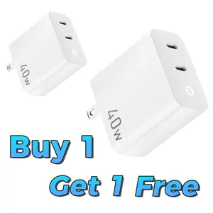 [Buy 1 get 1 Free] TOPADRE 40W Fast Charging 2-Pack Type-C/USB-C Wall Charger Block for iPhone 16/15/Pro/Pro Max, Air Pods, Mobile Smartphones
