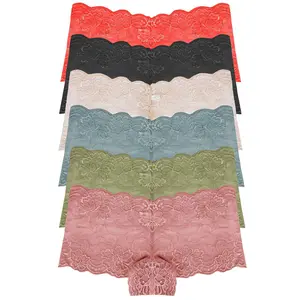 Womens Lace Boyshort Panties Lingerie Underwear Briefs, Pack of 6 Sexy V-Waist