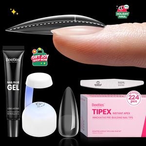 Beetles Tipex Instant Apex Nail Tips Thick Acrylic Nail Set for Flat Nails Manicure No Base Gel Included Stiletto Square Almond Coffin Nail Tips Nail Art DIY Gift for Women summervibes