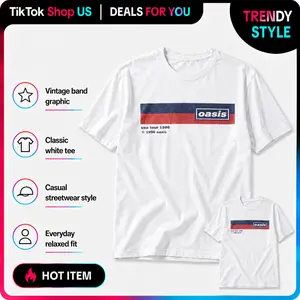 Vintage 90s Rock Band T-Shirt Unisex Oasis USA Tour 1996 Reprint Retro Graphic Tee S-3XL