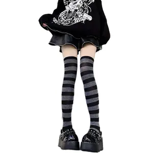 New Hot Girl Stripe Socks Streetwear Thin Leg Y2K Harajuku Lolita Women Light Womenswear Blue Comfort Striped Black Grey Casual