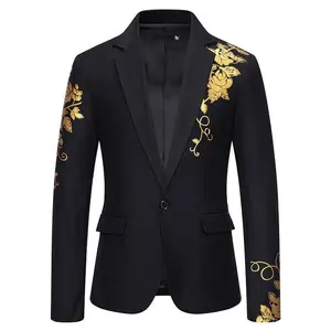 WeddingBlazer Men’s Slim Fit, Metallic Paisley Print Formal Jacket for Groom Party