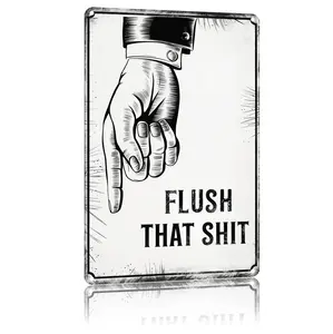 8x12 Inch Funny Bathroom Sign Flush That Toilet Metal Signs Washroom Wall Decor Unique Housewarming Gift