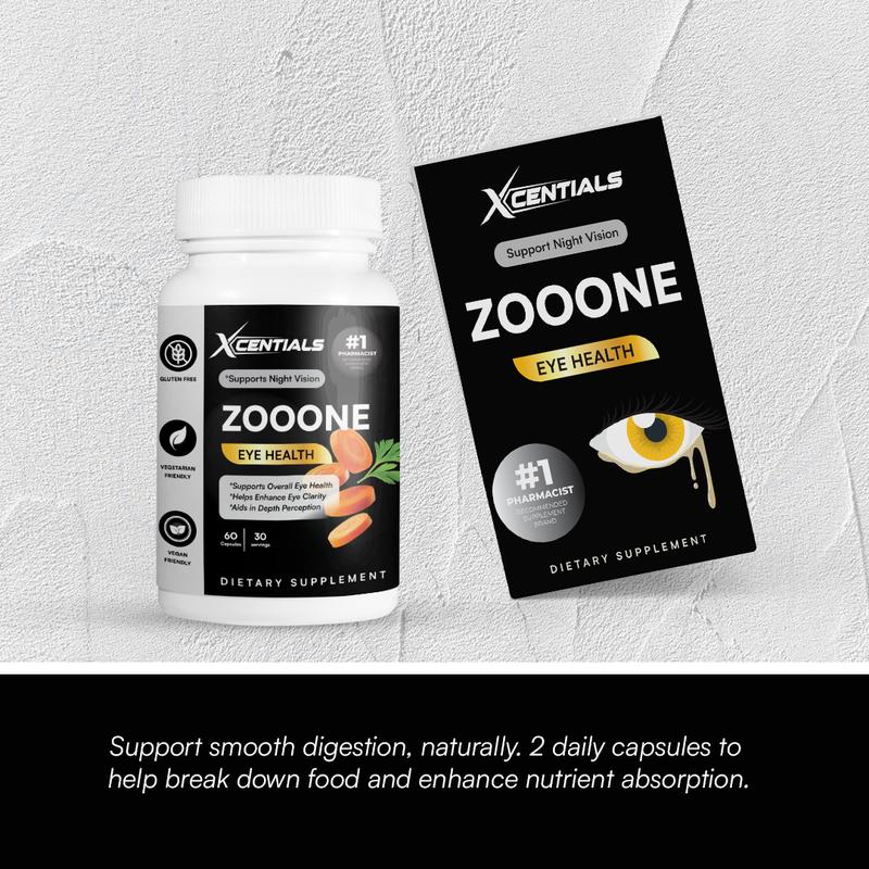 Xcentials Zooone Eye Health Supplement - Essential Vitamins & Minerals for Healthy Vision - 60 Capsules - Macular Protection, Dry Eye Relief, Blue-Light Defense - Healthcare, Fitness, Dietary