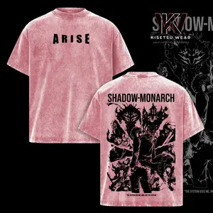 Solo Leveling Shadow Monarch Oversized T-Shirt – Vintage Washed Anime Graphic Tee, Dark Fantasy Streetwear, Heavy Cotton Oversized Shirt, Unisex Casual Top, Gift for Solo Leveling Fans