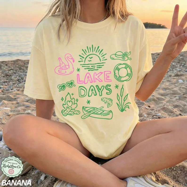 Comfort Colors Lake Days Shirt, Summer Shirt, Boating Shirt, River Life, lake Lover Gifts, Summer Vacation Graphic Tee, Trendy Summer Top