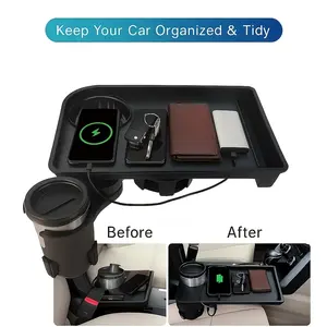4 in 1 multi-functional car water cup holder, Multifunctional Car Organizer, including rotatable tray, mobile phone holder, snack rack, travel, outdoor products, automotive products