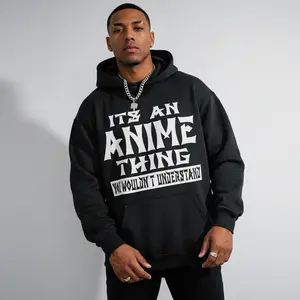 Men's Anime thing you wouldn't understand Graphic Hoodie - Cotton Blend Black Long Sleeve Pullover Regular Fit | Soft & Breathable Fabric, Durable Print, Everyday Comfort, Machine Washable, casual anime-themed product display
