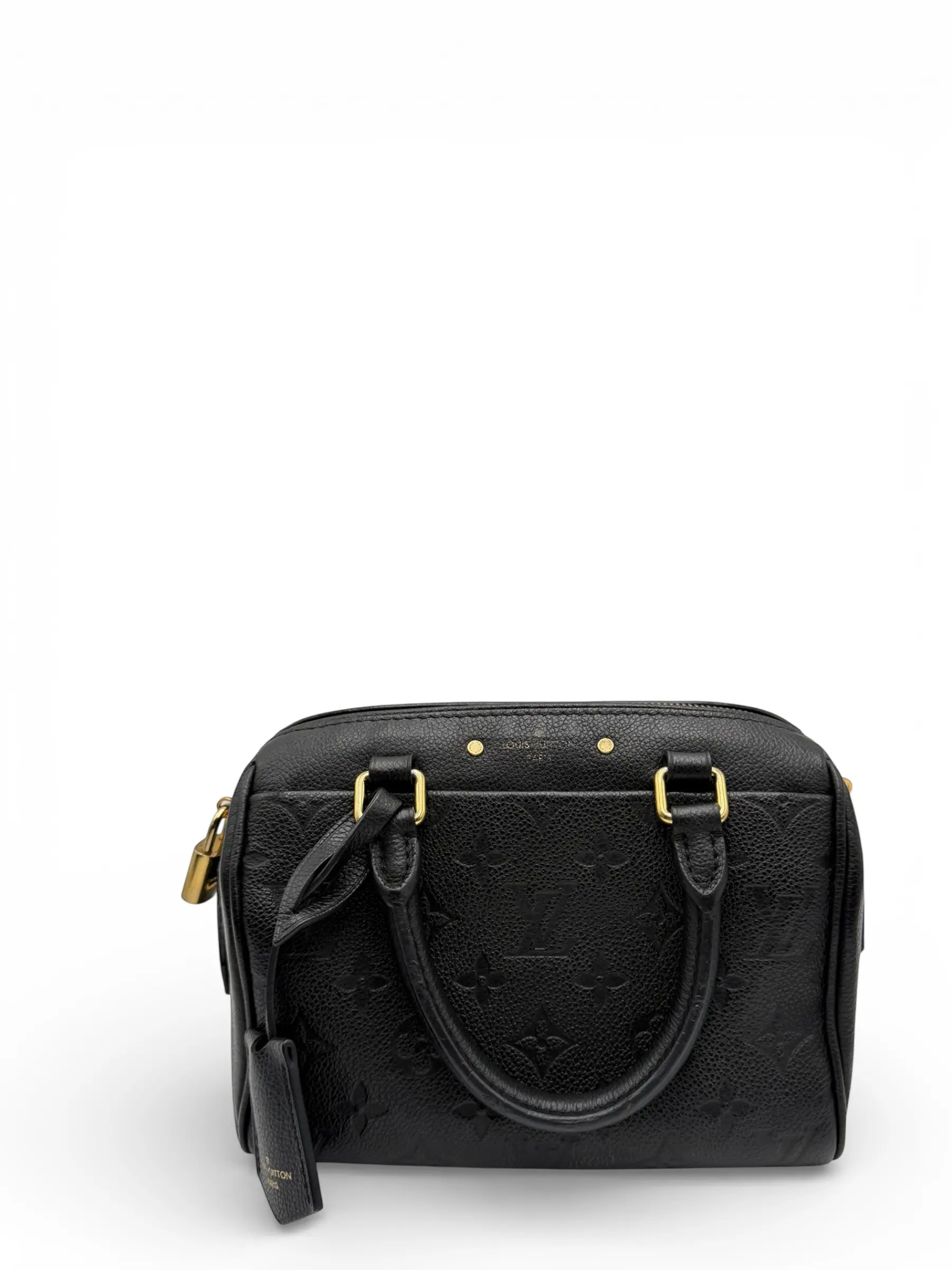 Pre-owned Louis Vuitton CALFSKIN LEATHER Shoulder Bags SPEEDY 20 BLACK CALFSKIN SHOULDER BAG