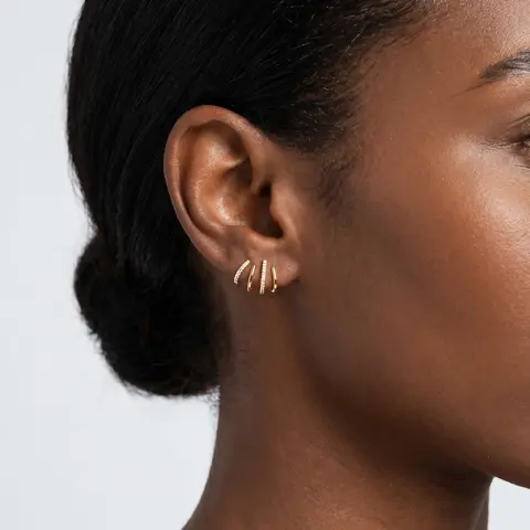 Pvoovi Gold Four Claw Zircon Earrings for Women, Creates the Look of Multiple Piercings, No Extra Piercings Needed, Dainty Sparkly Ear Cuff Studs, Minimalist Everyday Jewelry