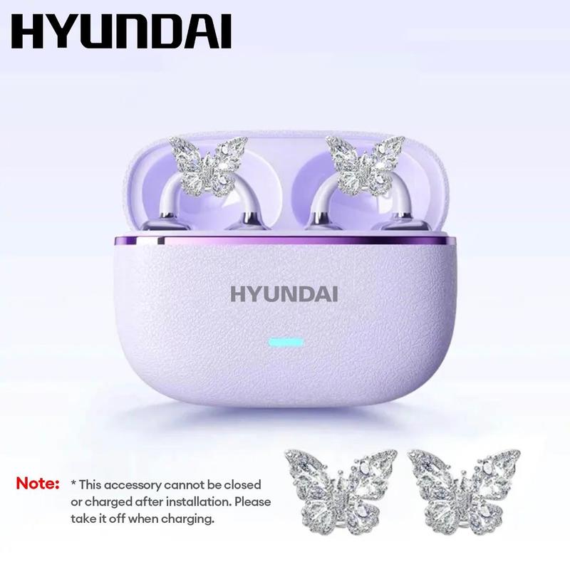 HYUNDAI C03 Clip On Wireless Headphones with 2025 Bluetooth 6.0 for Faster, Stable Connection & Low Power Use, DT6.0 Pulse Directional Tech, 360° ACS Panoramic Sound, IPX5 Waterproof Audio Earbuds for Music & Calls, Comfortable for Sports