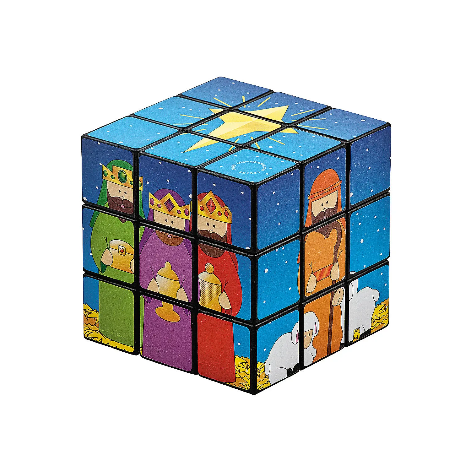 Oriental Trading Company (OTC) 2 3/4 in Nativity Scene Plastic Magic Cube Puzzles - 12 Pcs, 3D Assembly-Disentanglement Puzzles, Christmas Stockings Stuffers, Faith-Based Supplies, Colorful Inspirational Designs, Kids Gift Ideas