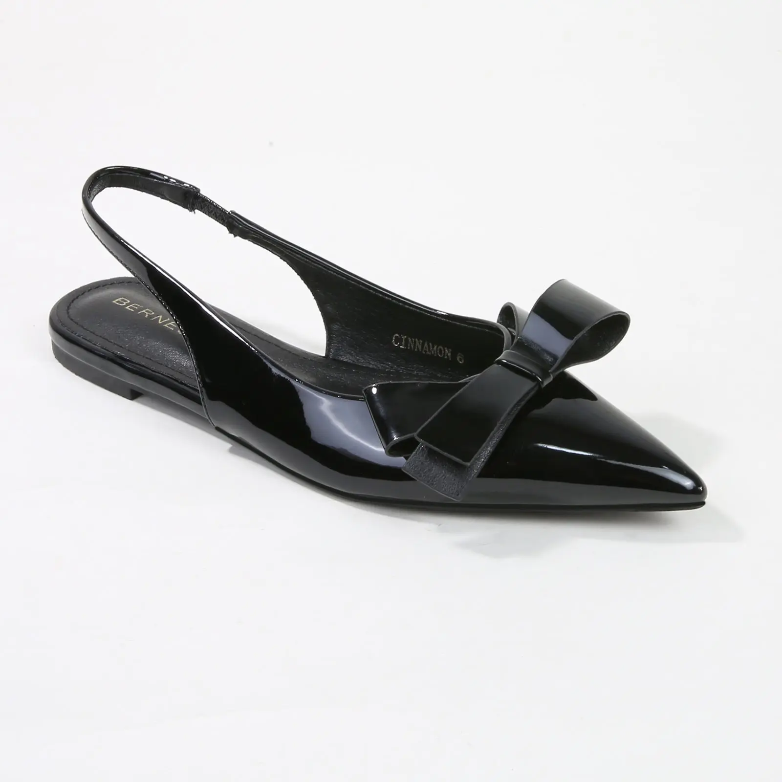 BERNESS Women's Cinnamon Point-Toe Leather Slingback Sandals - Casual Women's Shoe with Oversize Bow, Sandals Women