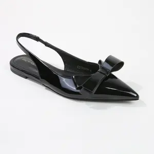 Cinnamon Point Toe Slingback Flats with Oversize Bow Cinnamon Point Toe Slingback Flats with Oversize Bow