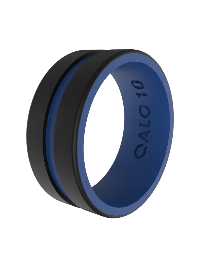 Men's Silicone Police First Responder Ring - Folds of Honor Strata Multi-Layered Band with Frictionless Comfort, First Responder Rings, Commemorative Rings