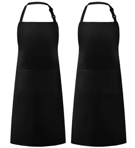 2 Pack Adjustable Bib Apron Waterdrop Resistant with 2 Pockets Cooking Kitchen Aprons for Women Men Chef