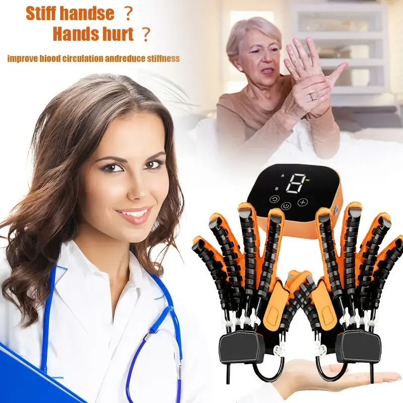 2025 Intelligent Right-Hand Rehabilitation Robot Glove - Healthcare Circulation Aid, Stroke Rehab, Muscle Therapy, Finger-Separated Training, Mirror Mode, LCD Display, Adjustable Resistance Medical Brace Support