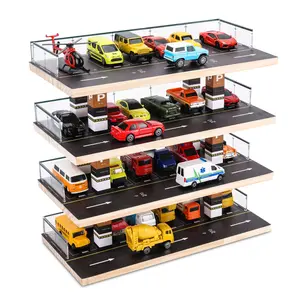 Saichotoy Toy Car Parking Garage, 1/64 Scale Diecast Toy Car Storage & Display,  Freestanding Storage with 4 Levels 24 Spots Maximum 40 Cars