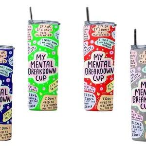 20 oz. Mental Health Tumbler with Daily Affirmations Best buddy tumbler, present for her, mental breakdown, and daily affirmations tumbler