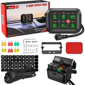 Nilight 6-Gang Multifunction Green Rocker Switch Panel System, Non-Wi-Fi Cord Switches for Home Improvement Electrical Equipment & Supplies