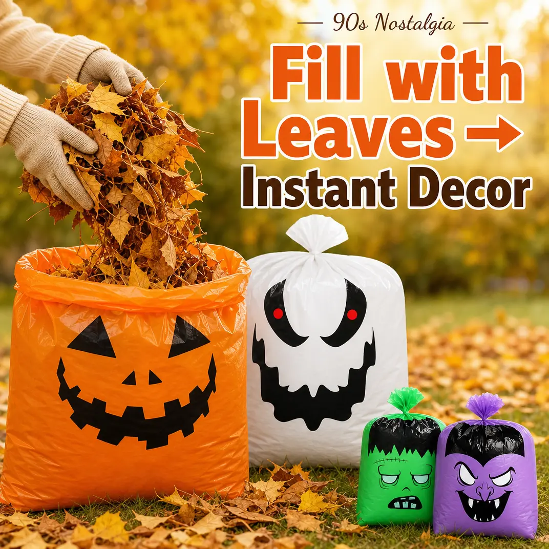 Halloween Leaf Bags 6/12/18/24 Pack Pumpkin Leaf Lawn Bags with Twist Ties Large 48x36 & Small Jack o' Lantern Ghost Reusable Heavy-Duty for Fall Cleanup Outdoor Decor Seasonal Gifts