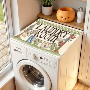 Colorful cartoon washing machine mat with anti slip drainage and microwave protection cover, suitable for dryer/washing machine countertops, laundry rooms, kitchens, family gifts, Spring Festival, appliances