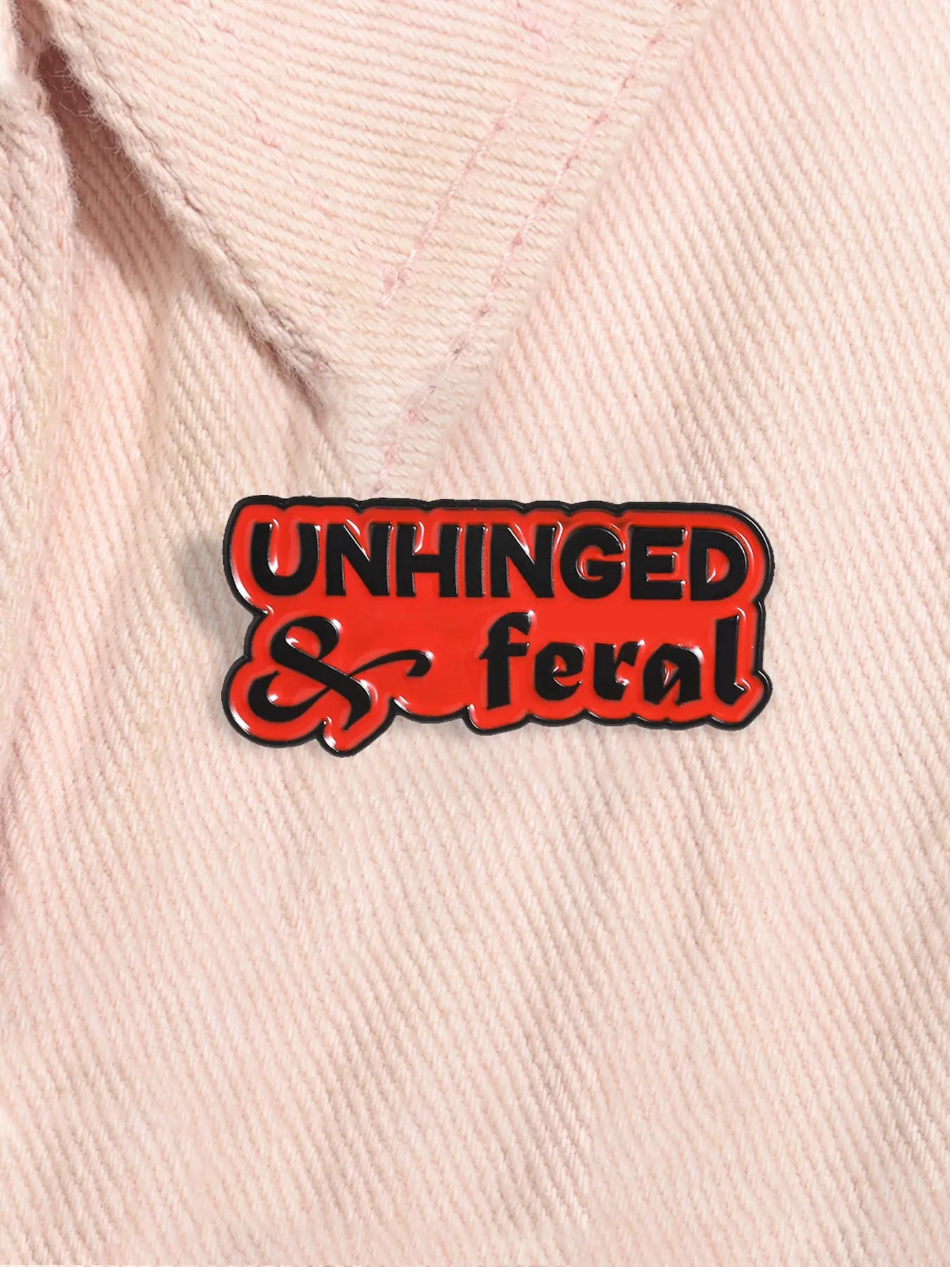 Unhinged & feral Enamel Pins Funny Quote Emotional Expression Mental Health Alloy Brooch Lapel Backpack Badge Fashion Jewelry Accessories Gift for Friends