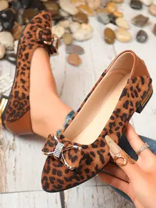 Elegant Leopard Print Hollow Out Chunky Heel Single Shoe, Stylish Women's Fashion Footwear, Comfortable and Trendy Design