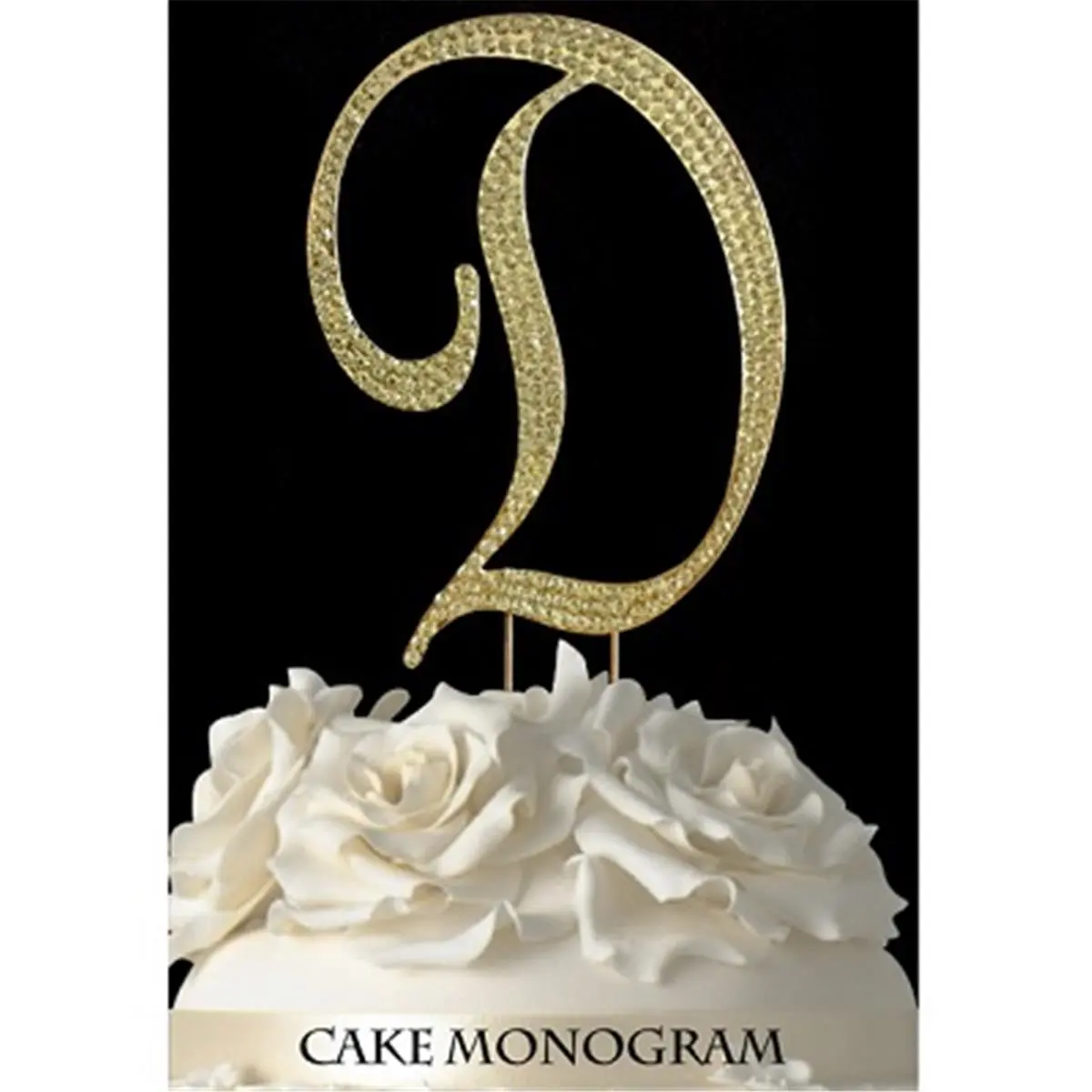 De Yi Enterprise Gold Rhinestone Letter D Letters Cake & Cupcake Toppers