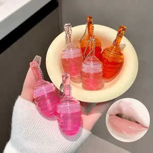 1pc Honey Glossy Glass Lip Oil Lipgloss, Mirror Water Shine, Clear Crystal Glitter, Moisturizing Hydrating, Instant Plump Lips, Holiday Gift