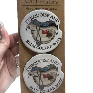 Car coaster turquoise and blue collar boys