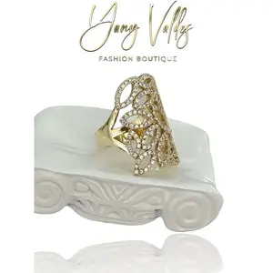 ring with zirconia gold tone bold modern style