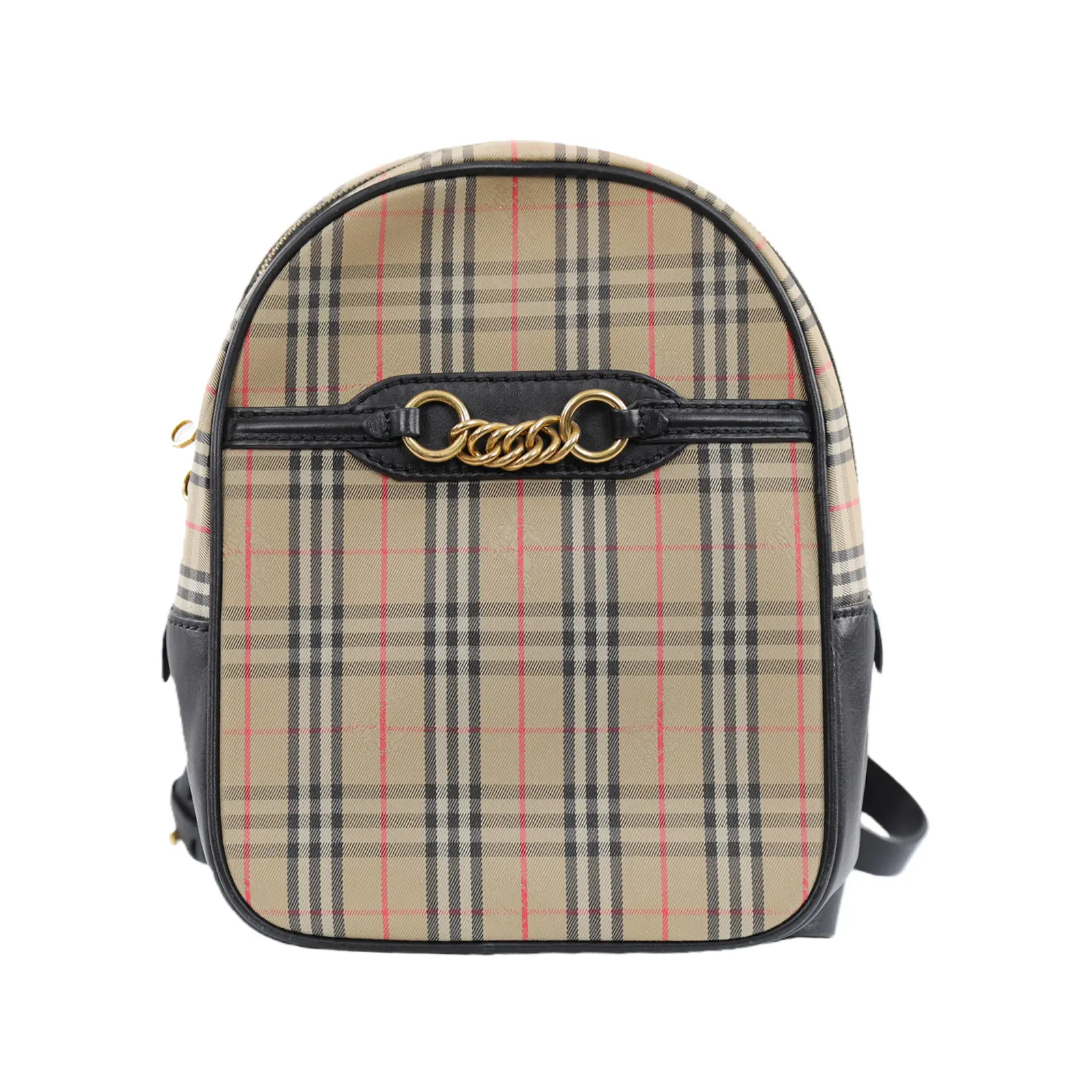Pre-owned BURBERRY leather Backpacks 1983 Link Camera Bag Archive Beige Check SD036
