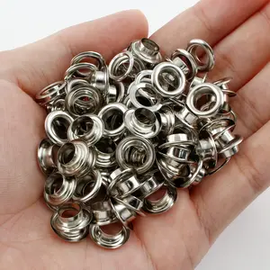 100 stainless steel eyelets with washers - 10mm quick-release washer eyelet set, galvanized metal eyelets, suitable for banners, posters, fabrics, leather and belts.