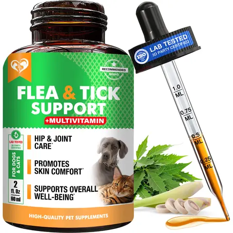 Beloved Pets Oral Flea & Tick Support Supplement for Dogs and Cats - Skin Health, Multivitamin Boost, All Sizes Compatible, Mess-Free, Mix with Water Pet Healthcare Aid