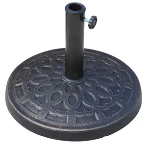 Outsunny 26lbs Heavy Duty Umbrella Base, 17" Umbrella Stand Outdoor Base with Decorative Pattern, for Patio, Outdoor, Swimming Pool, Bronze