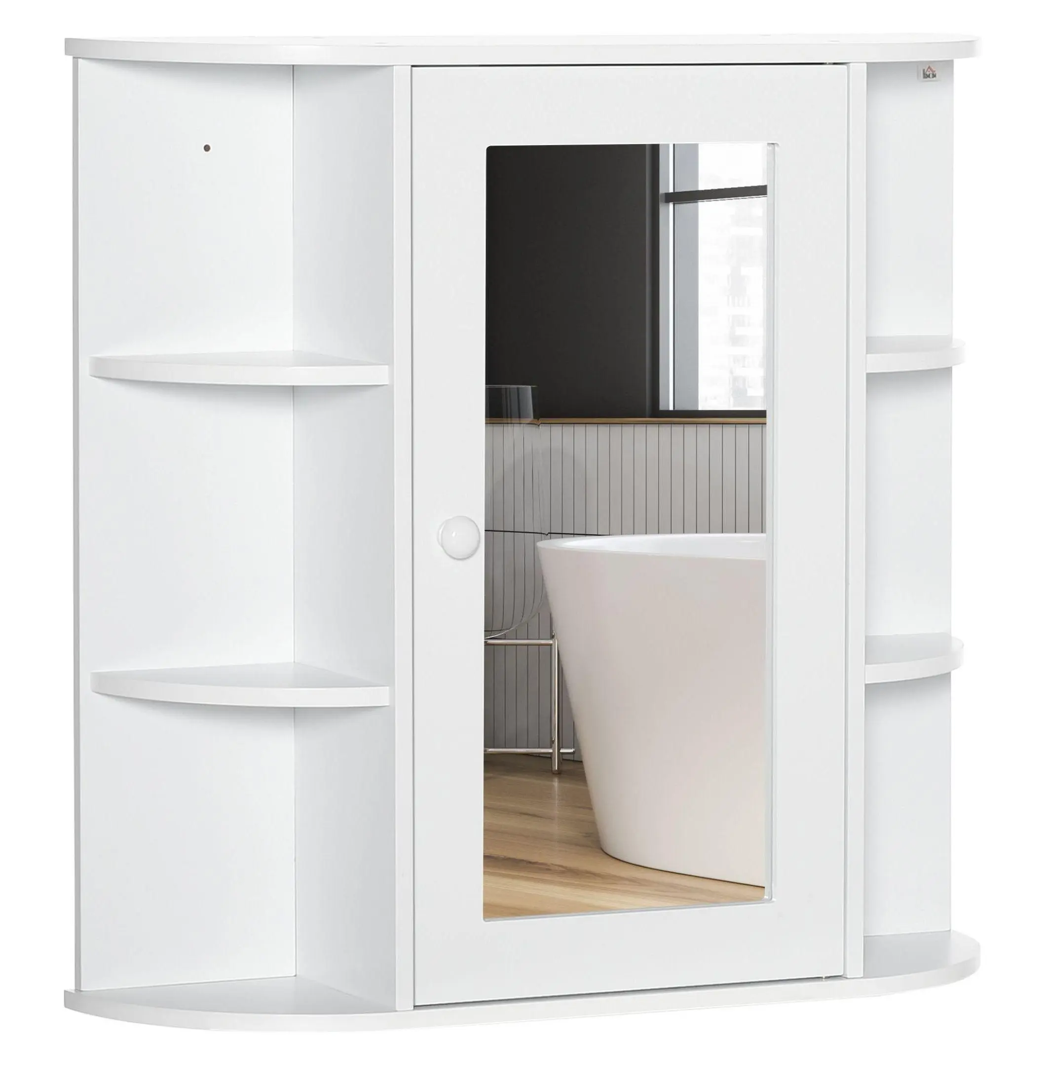 Over The Sink Organizer with Mirror Door - Bathroom Cabinet Storage - White Wall Mounted Vanity - 26" Wide