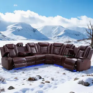 A AINEHOME Red Breathing Leather 3-Piece Living Room Recliner Sofa set