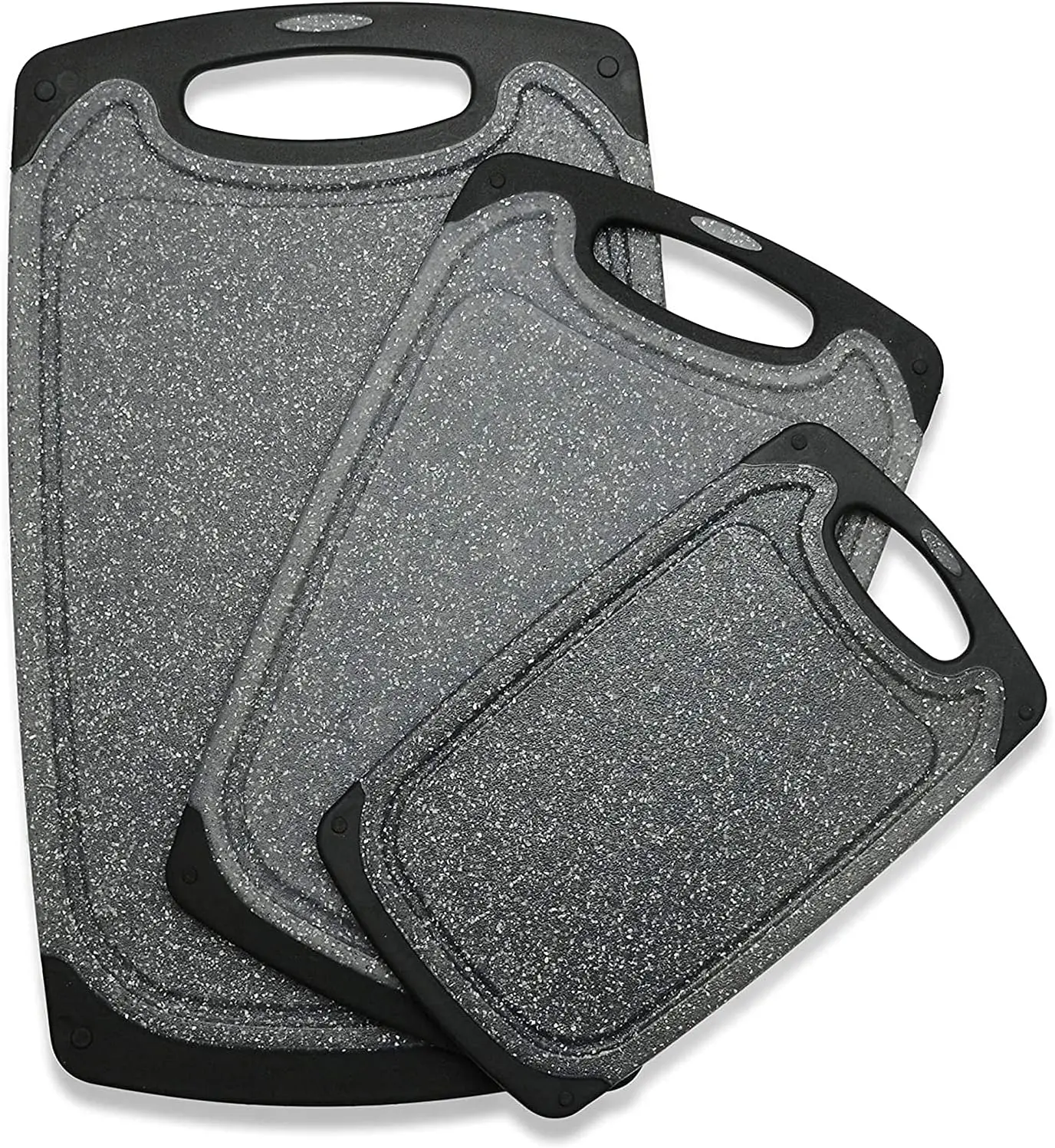 3 PCS Cutting Board, Plastic Cutting Boards With Non-Slip Feet and Deep Drip Juice Groove, Easy Grip Handle Chopping Board for Meat, Veggies, Fruits, Dishwasher safe