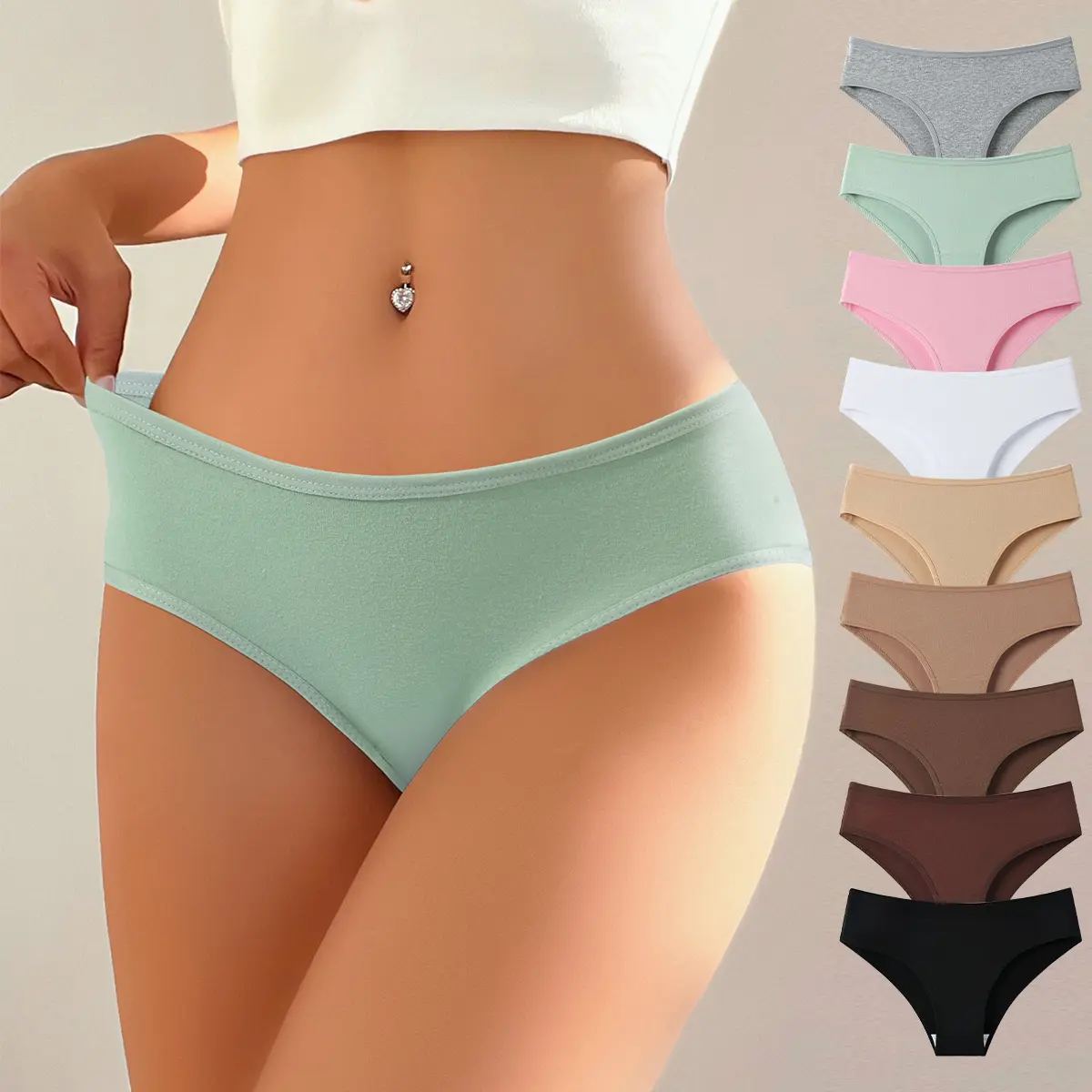 HOTCOM Women’s Minimalist Cotton Lingerie Bikini Panties – Soft Stretch Everyday Underwear (9-Pack)
