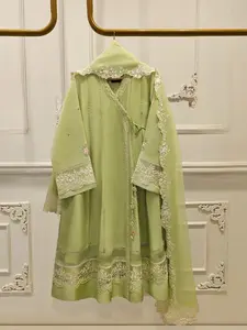 Aghanoor 3 Piece - Pure Embroidered Cotton Net Suit