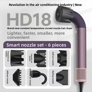 2026 Upgraded Curved Tube High Power Hair Dryer for Salons Nozzle Negative Ions Mute Professional Blow Dryer