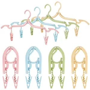 12 Pieces Folding Travel Hangers, Colorful, Plastic, Anti-Slip, Portable, Lightweight, Easy to Carry
