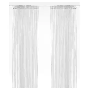 KEA LILL Sheer White Curtains – 1 Pair, Rod Pocket, 110x98" Elegant Light-Filtering Drapes