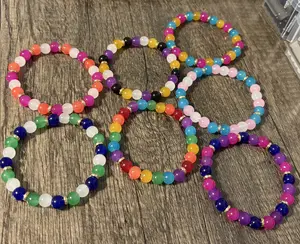 Pride Bracelets Handmade 8mm Glass Bead Stretchy String Bracelet for Everyday Wear Comfortable Long-Wear Design Year-Round Pride Accessory