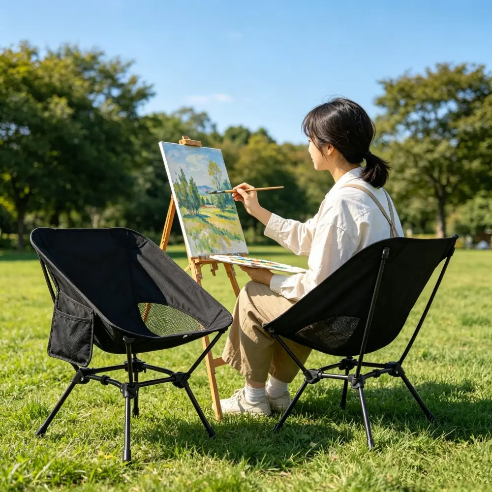 Folding Camping Chair, Lightweight Foldable Chair, Portable Lightweight Moon Chair with Carry Bag, Compact Outdoor Chair for Camping, Hiking & Picnic, Folding Outdoor Chairs