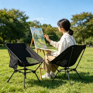 Folding Camping Chair, Portable Lightweight Moon Chair with Carry Bag, Compact Outdoor Chair for Camping, Hiking & Picnic