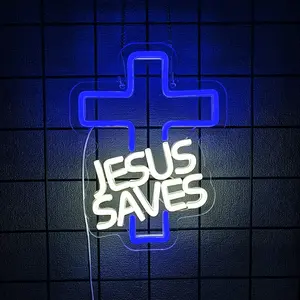 Jesus Redeemer Cross Neon Wall Decor, Easter Bedroom Neon Light, LED Commercial Signage, Perfect Gift for Men's Space, Bar Restaurant Decoration
