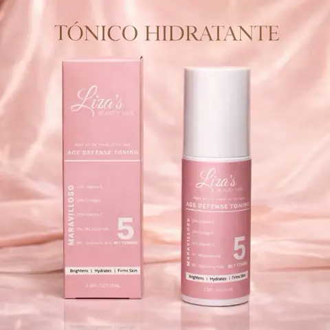 1080- Liza's Beauty Line Age Defense Toning Marvilloso 5 Formula with Vitamin E Collagen Vitamin C & Hyaluronic Acid for Brightening Hydrating & Firming Skin