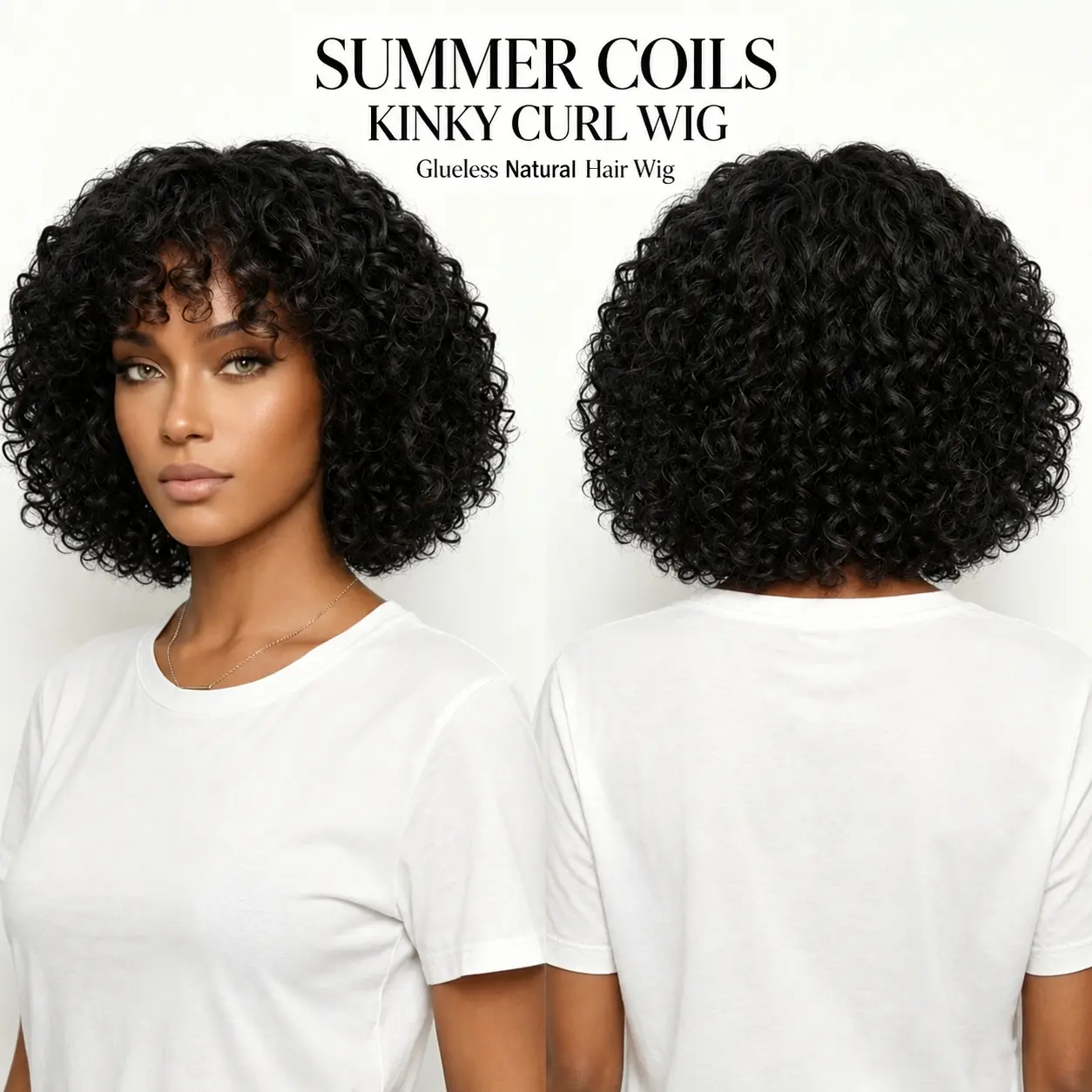Glueless Afro Kinky Curly Natural Hair Wig Wear And Go Afro Curly Wig For Women Hight Density,  Real Natural Human Hair 10 INCH